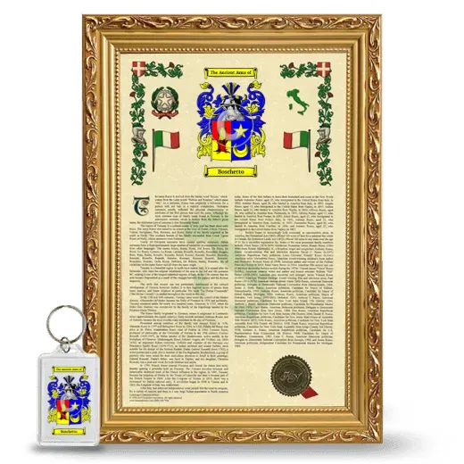 Boschetto Framed Armorial History and Keychain - Gold