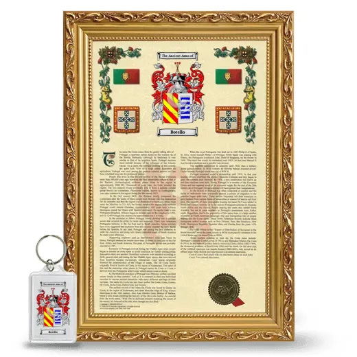 Botello Framed Armorial History and Keychain - Gold