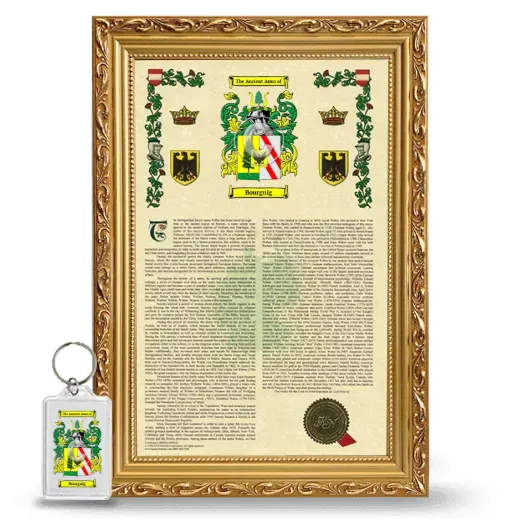 Bourguig Framed Armorial History and Keychain - Gold