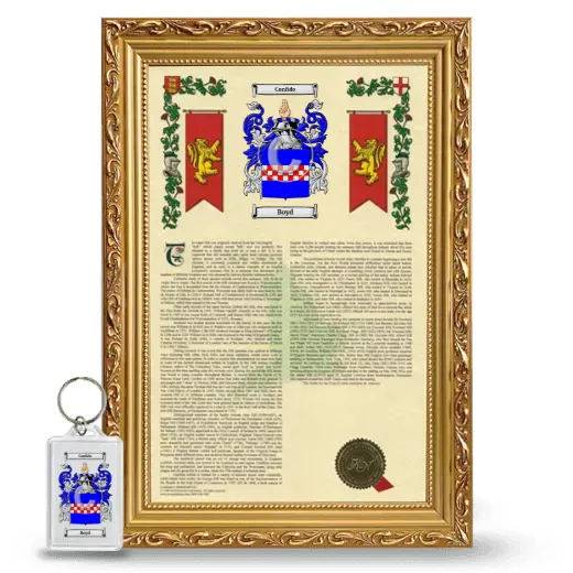 Boyd Framed Armorial History and Keychain - Gold