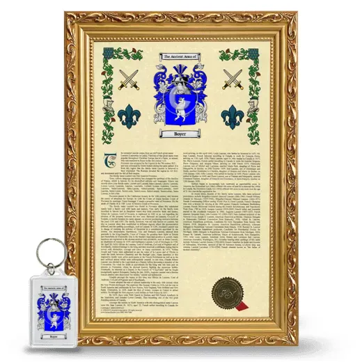 Boyer Framed Armorial History and Keychain - Gold