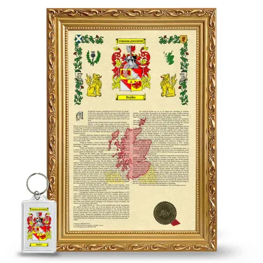 Boyles Framed Armorial History and Keychain - Gold