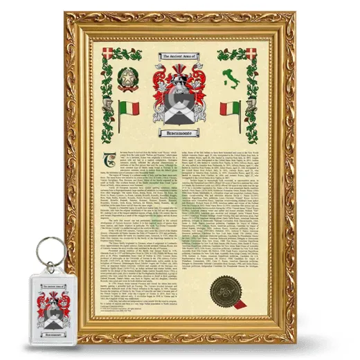 Bracamonte Framed Armorial History and Keychain - Gold