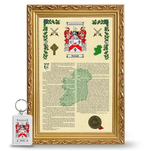 Branagh Framed Armorial History and Keychain - Gold