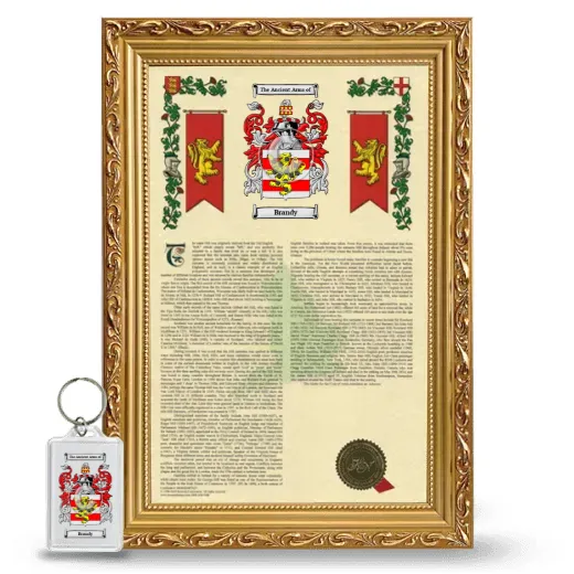 Brandy Framed Armorial History and Keychain - Gold