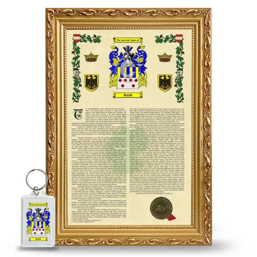 Brank Framed Armorial History and Keychain - Gold