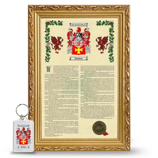 Branwyn Framed Armorial History and Keychain - Gold