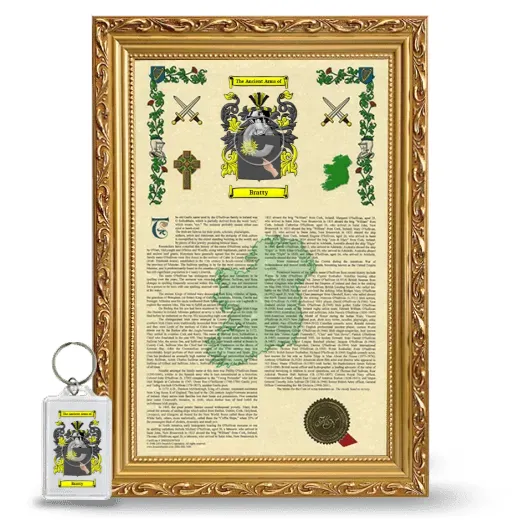 Bratty Framed Armorial History and Keychain - Gold