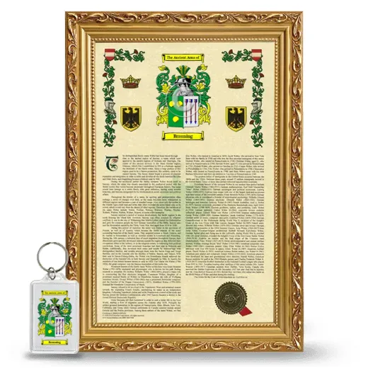 Brauning Framed Armorial History and Keychain - Gold