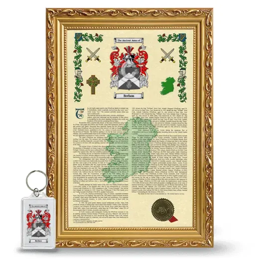 Brehon Framed Armorial History and Keychain - Gold