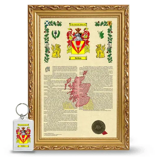 Brekon Framed Armorial History and Keychain - Gold