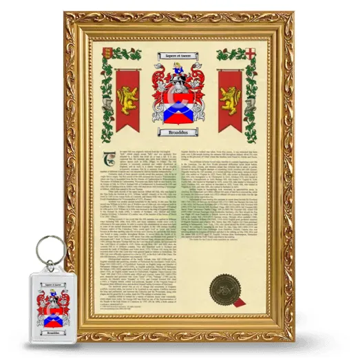 Broaddus Framed Armorial History and Keychain - Gold
