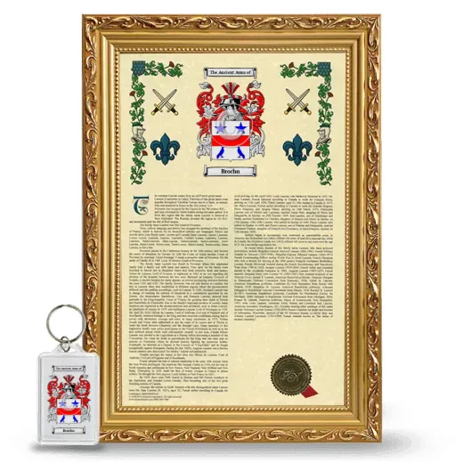 Brochu Framed Armorial History and Keychain - Gold