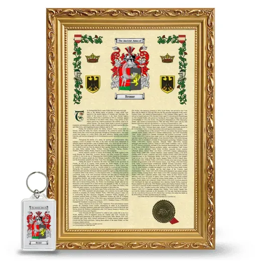 Brome Framed Armorial History and Keychain - Gold