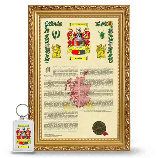 Brother Framed Armorial History and Keychain - Gold