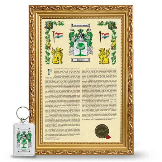 Brouwer Framed Armorial History and Keychain - Gold