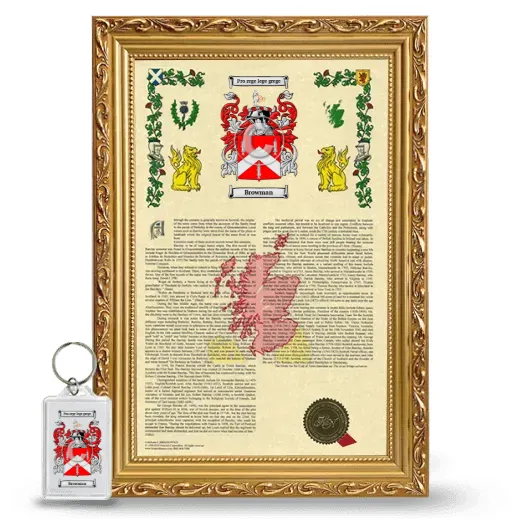 Browman Framed Armorial History and Keychain - Gold