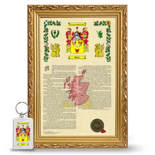 Brunt Framed Armorial History and Keychain - Gold