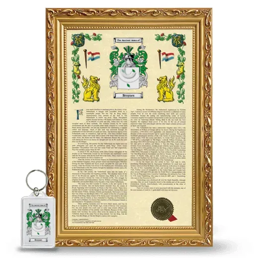 Bruynes Framed Armorial History and Keychain - Gold