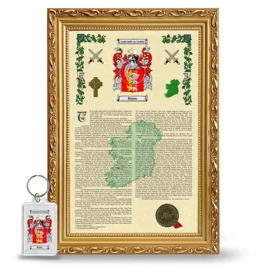 Bryan Framed Armorial History and Keychain - Gold