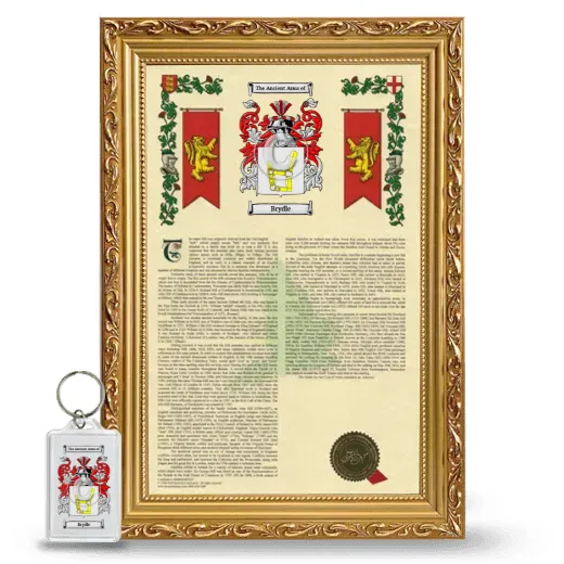 Brydle Framed Armorial History and Keychain - Gold