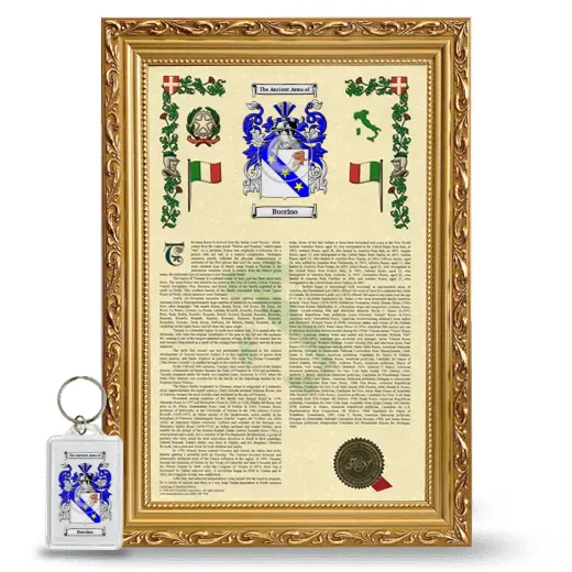 Buccino Framed Armorial History and Keychain - Gold