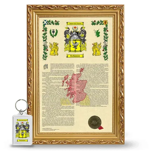 Buchannon Framed Armorial History and Keychain - Gold