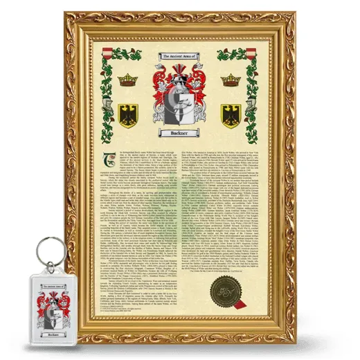 Buckner Framed Armorial History and Keychain - Gold