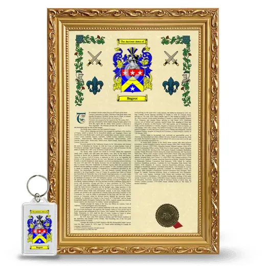 Bugeot Framed Armorial History and Keychain - Gold