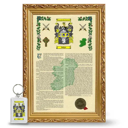 Bulger Framed Armorial History and Keychain - Gold