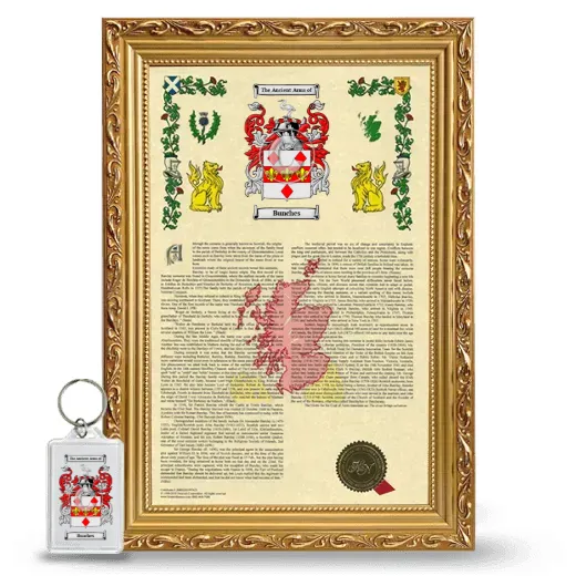Bunches Framed Armorial History and Keychain - Gold