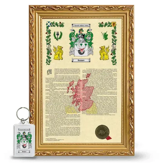 Bunnet Framed Armorial History and Keychain - Gold
