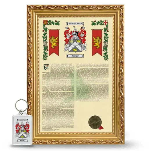 Burchar Framed Armorial History and Keychain - Gold