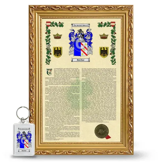 Burchar Framed Armorial History and Keychain - Gold