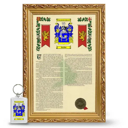 Burdon Framed Armorial History and Keychain - Gold