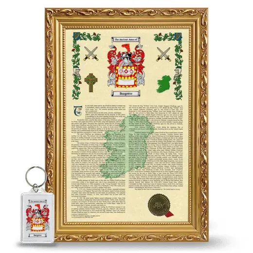 Burgette Framed Armorial History and Keychain - Gold