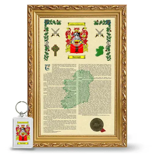 Burrough Framed Armorial History and Keychain - Gold