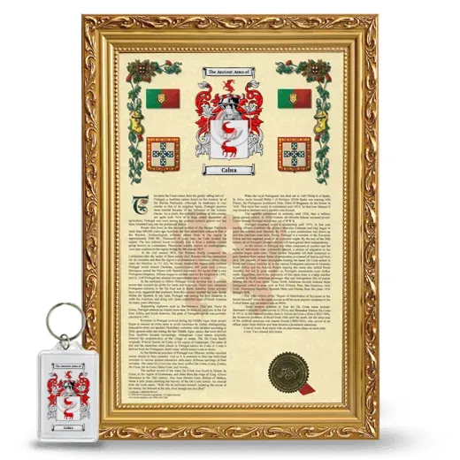 Cabra Framed Armorial History and Keychain - Gold