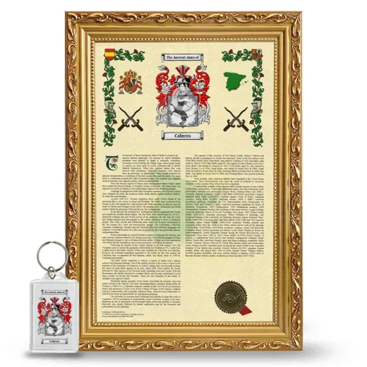 Cabrera Framed Armorial History and Keychain - Gold