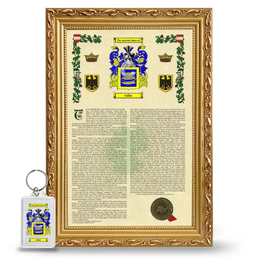 Cahn Framed Armorial History and Keychain - Gold