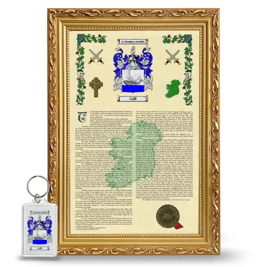 Caill Framed Armorial History and Keychain - Gold
