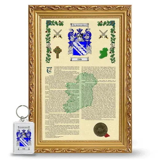 Cain Framed Armorial History and Keychain - Gold