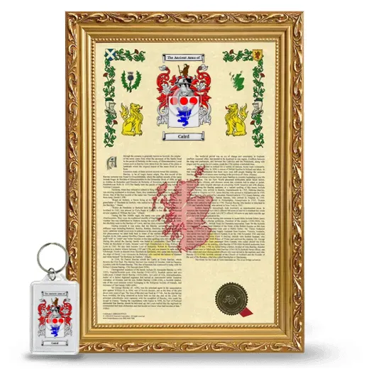 Caird Framed Armorial History and Keychain - Gold
