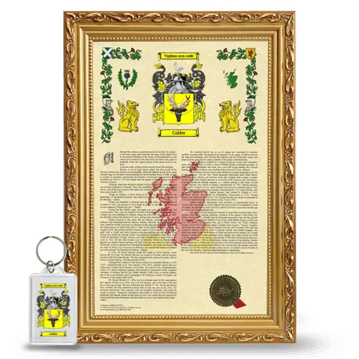 Calder Framed Armorial History and Keychain - Gold