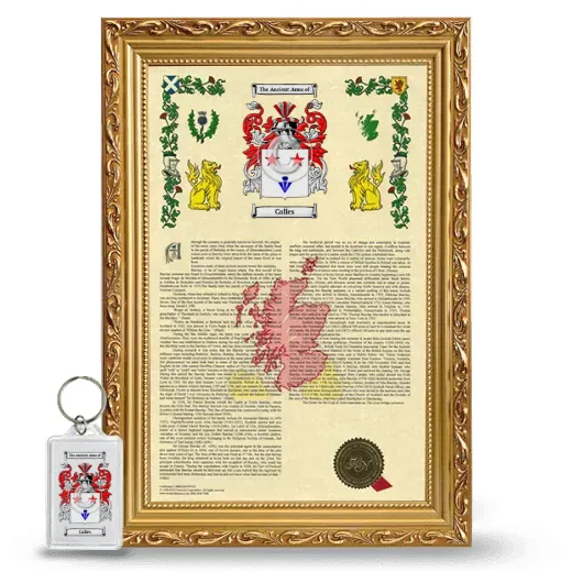 Calles Framed Armorial History and Keychain - Gold