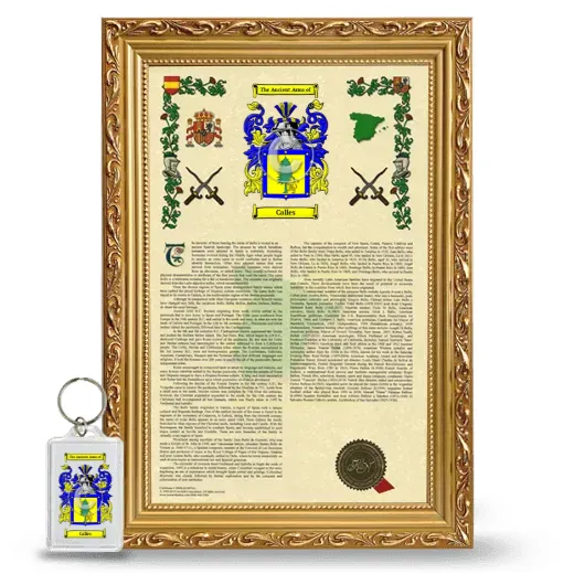 Calles Framed Armorial History and Keychain - Gold