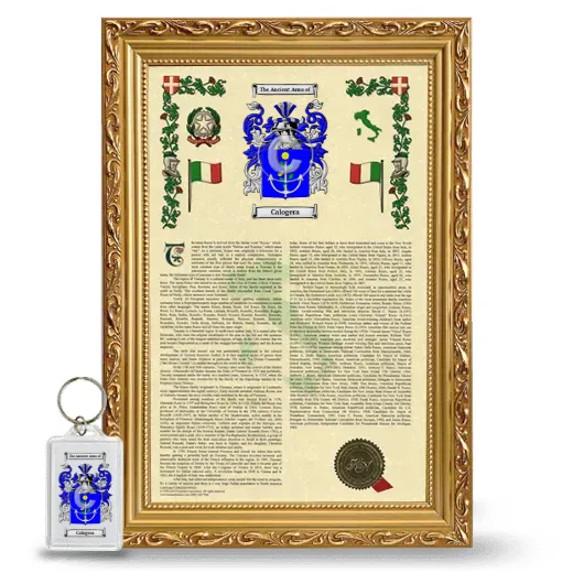 Calogera Framed Armorial History and Keychain - Gold