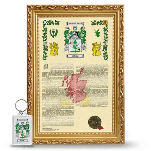 Calping Framed Armorial History and Keychain - Gold