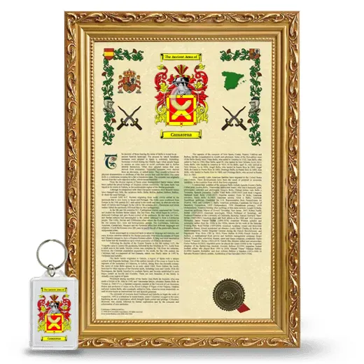 Camarena Framed Armorial History and Keychain - Gold