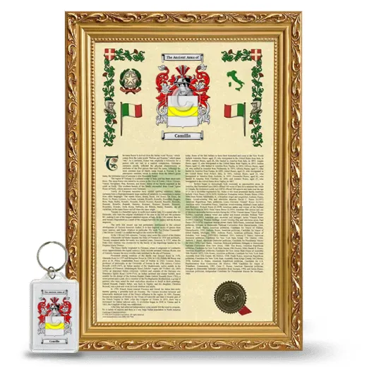 Camilla Framed Armorial History and Keychain - Gold